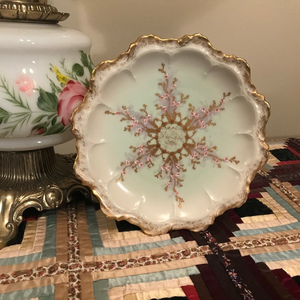 Small Antique Limoge France Light Teal Plate